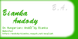 bianka andody business card